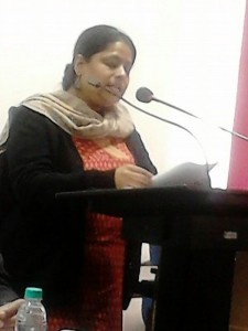 Dr. Jinee Lokaneeta, Associate Professor, Dept. Of Political Science, Drew University, New Jersey, USA, speaking at the Department of Political Science, JMI; Tuesday, Feb. 18, 2014 (Photo: Zubair Malik)